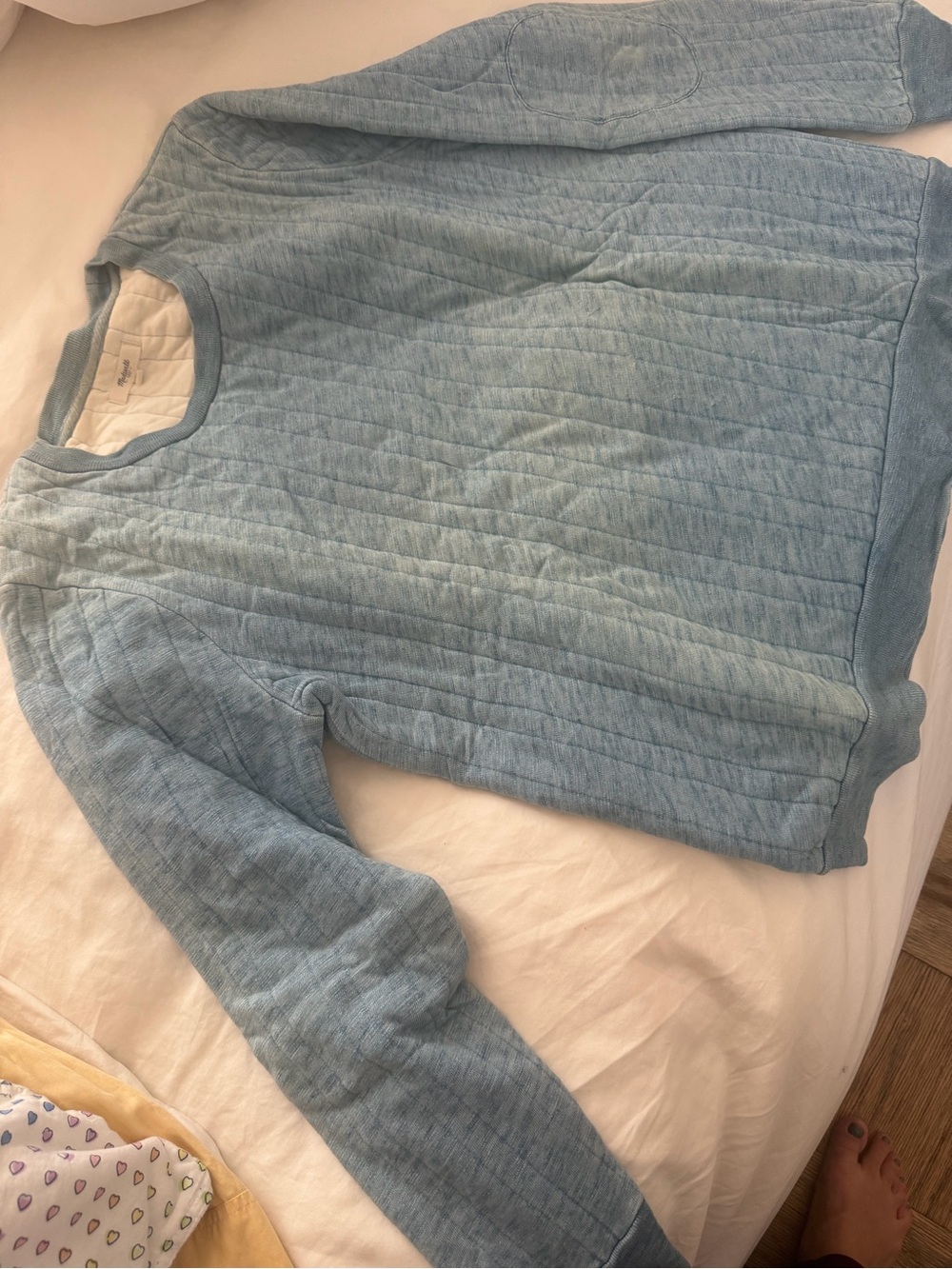 Madewell Pale Blue Quilted Pullover
